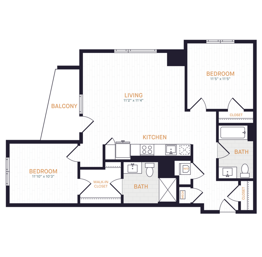 Floor Plan - B8 | 2 Bed | 2 Bath