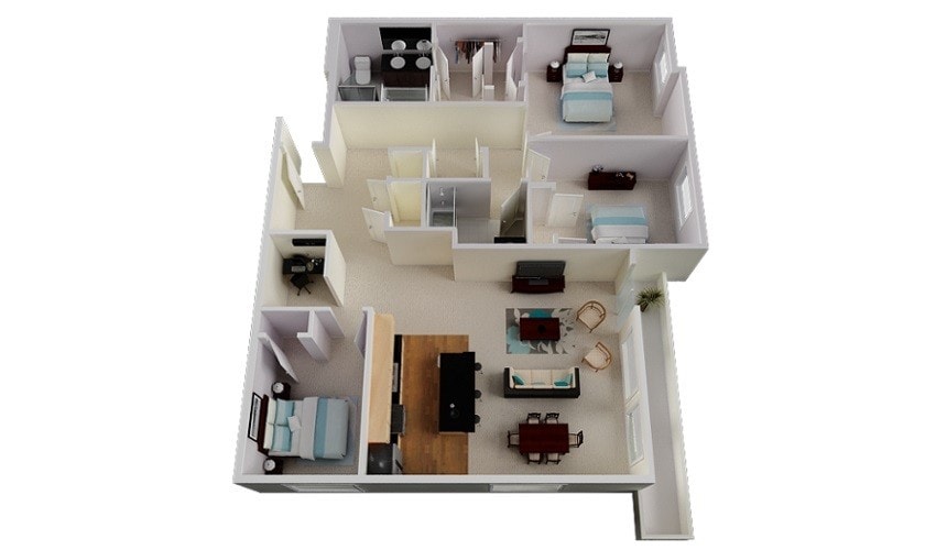 Floor Plan - 3 Bed 3 Bath