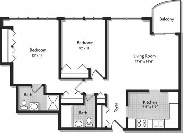 Floor Plan - 2E w/ Balcony