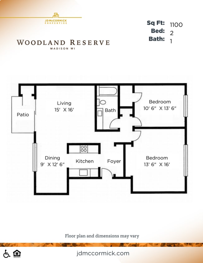 Floor Plan - 2 Bed, 1 Bath