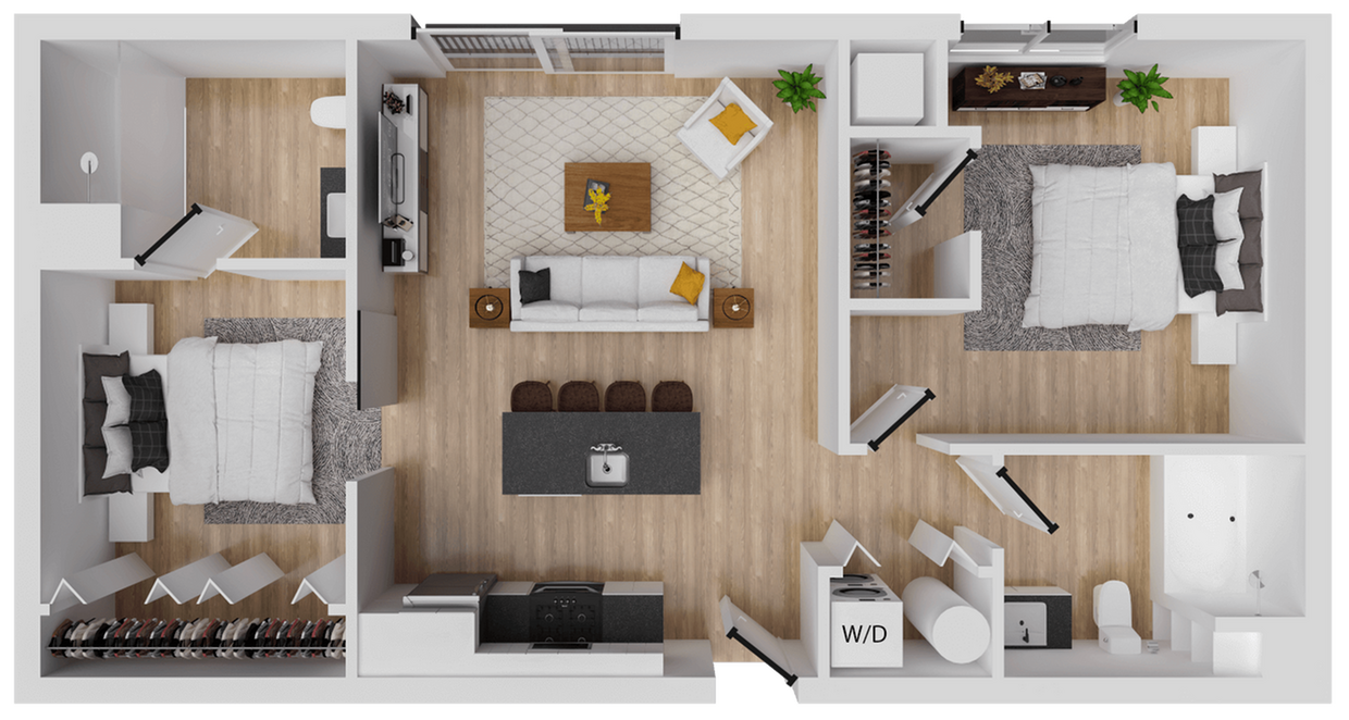 Moxie 1 - 812 square foot two bedroom, two bath apartment - Moxie 1