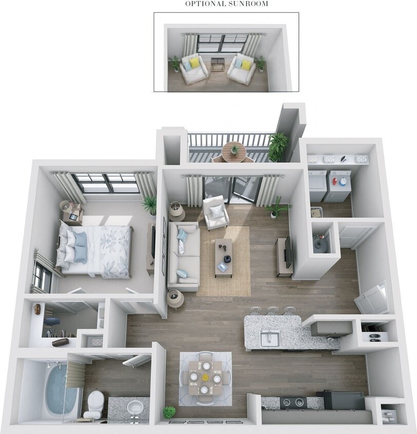 Floor Plan - 1BR 1BA (822 SF)