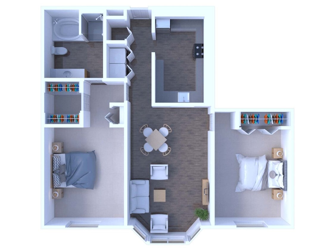 Floor Plan - 2 Bedrooms Floor Plan B1R