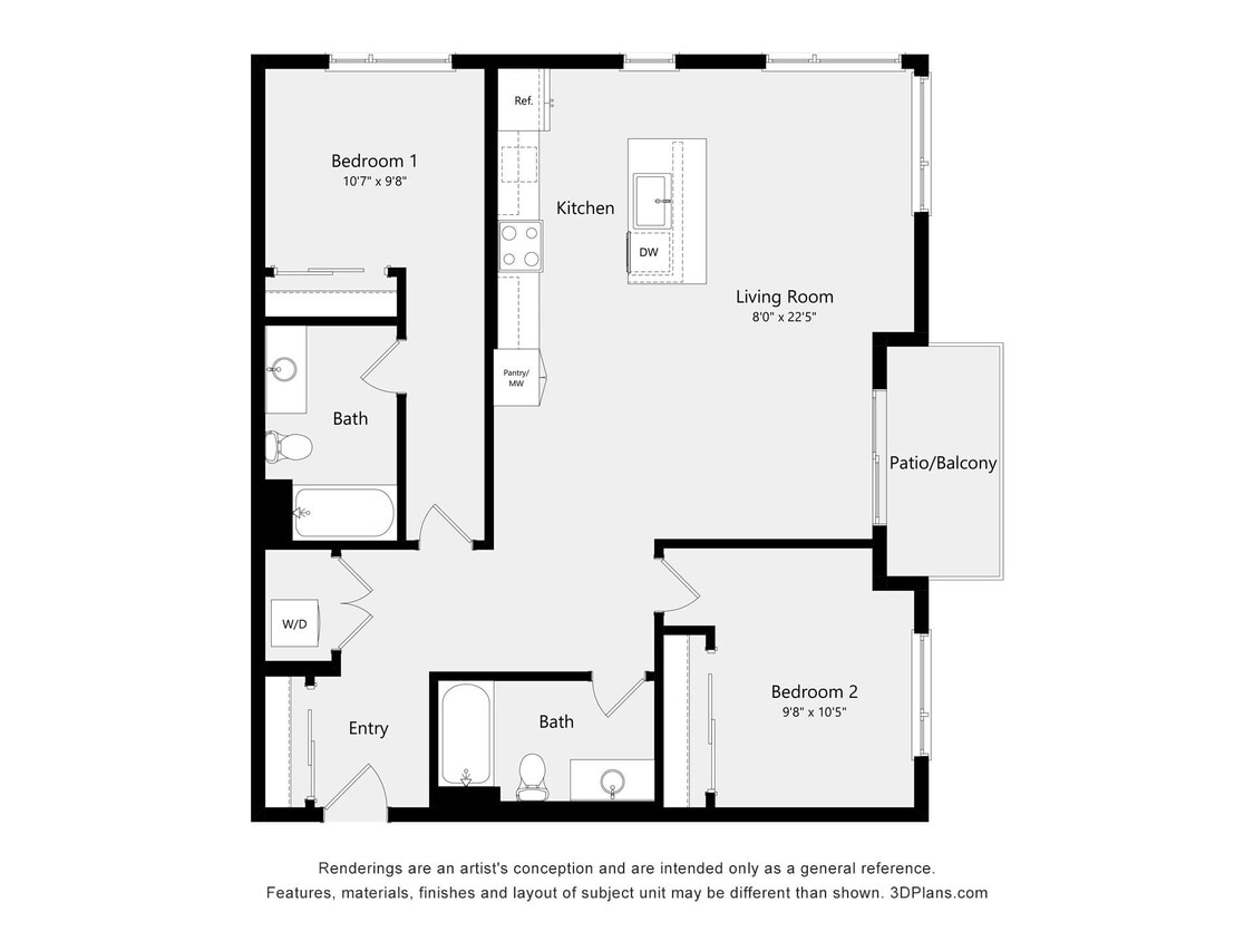 Floor Plan - Two Bedroom E02B