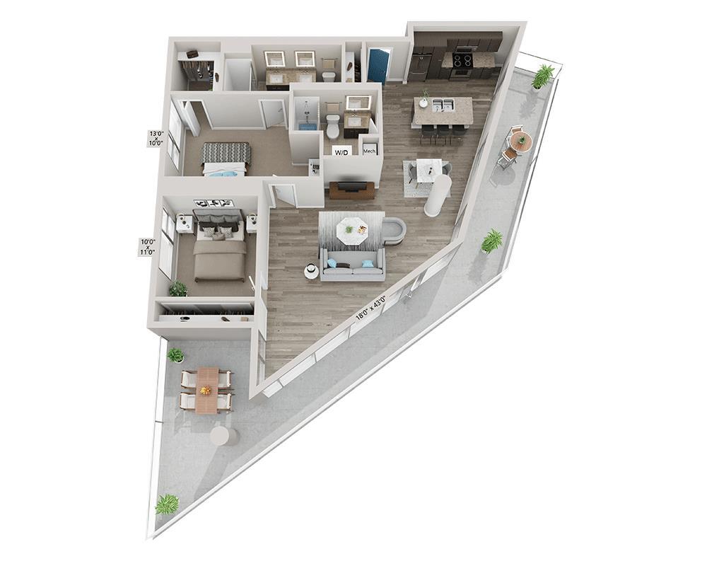 Floor Plan - Two Bedroom B2W