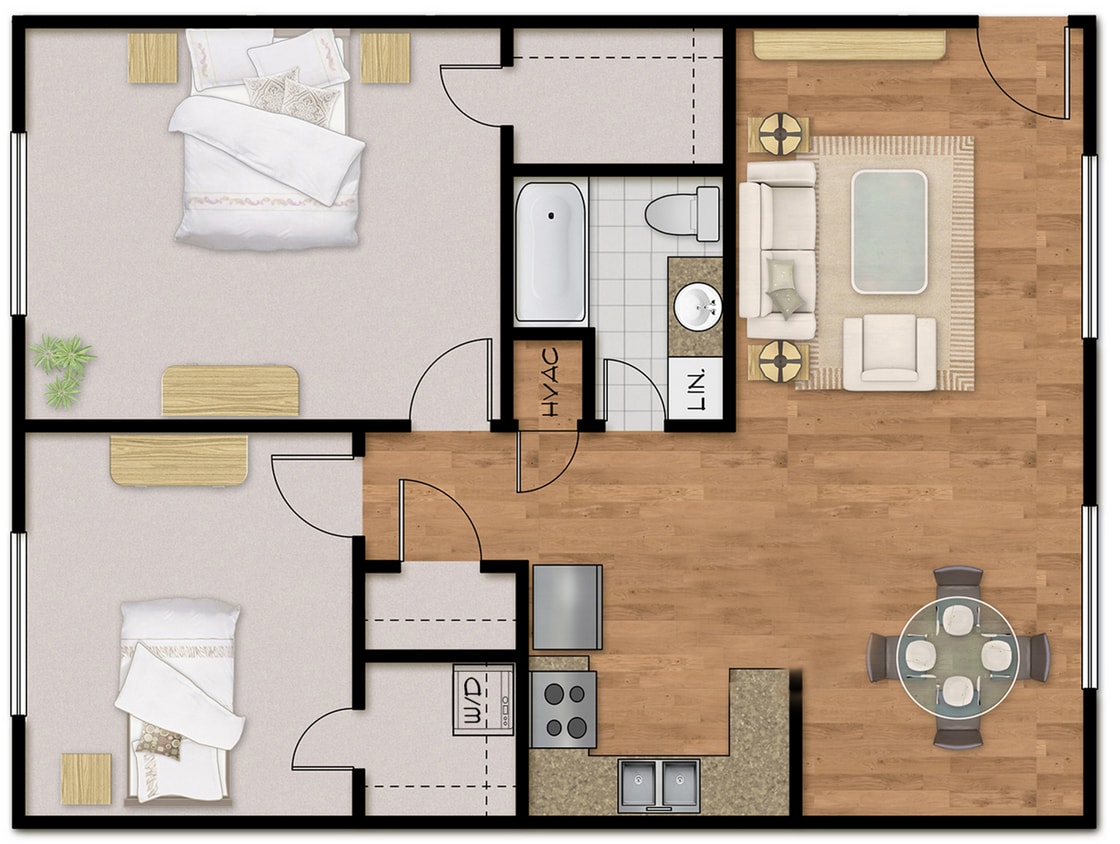 Floor Plan - 2Bed 1Bath-Plan A Down
