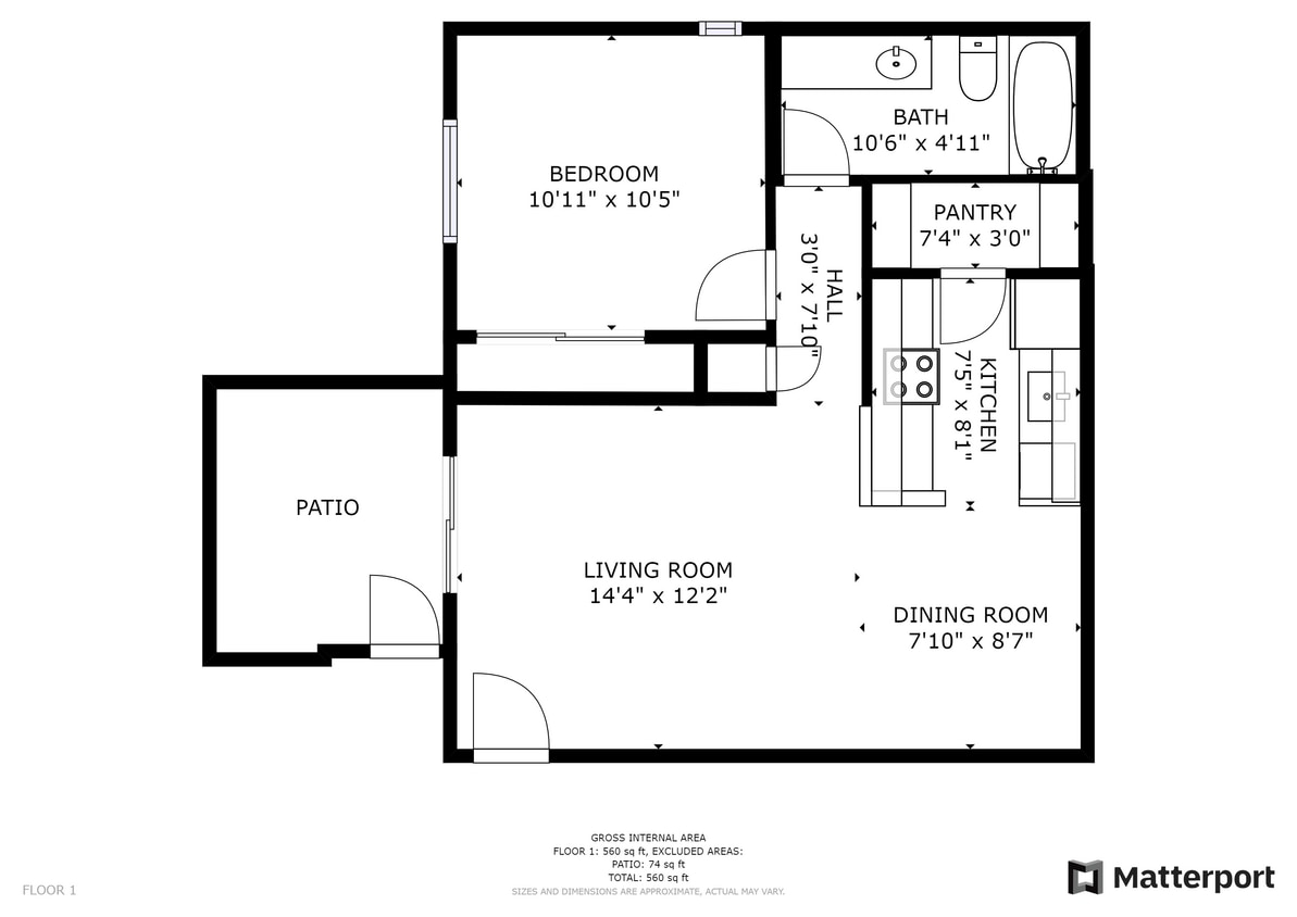LO 1 Bed.png - 1 Bed Downstairs