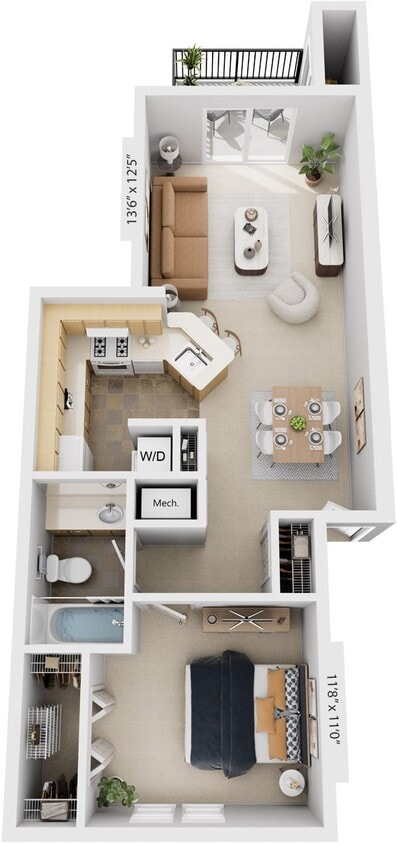Floor Plan - One Bedroom
