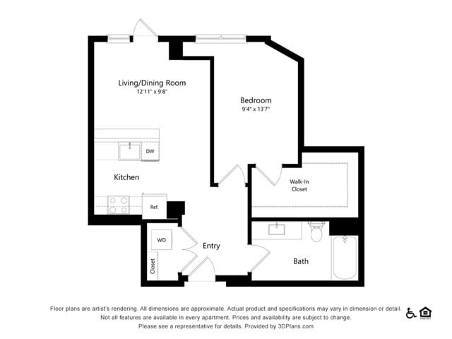 A13 | 1x1 | 696 sq ft - A13