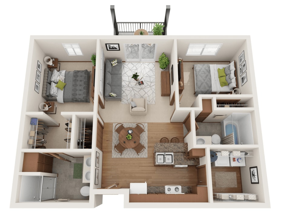 Floor Plan - 2 Bedroom 2 Bath 