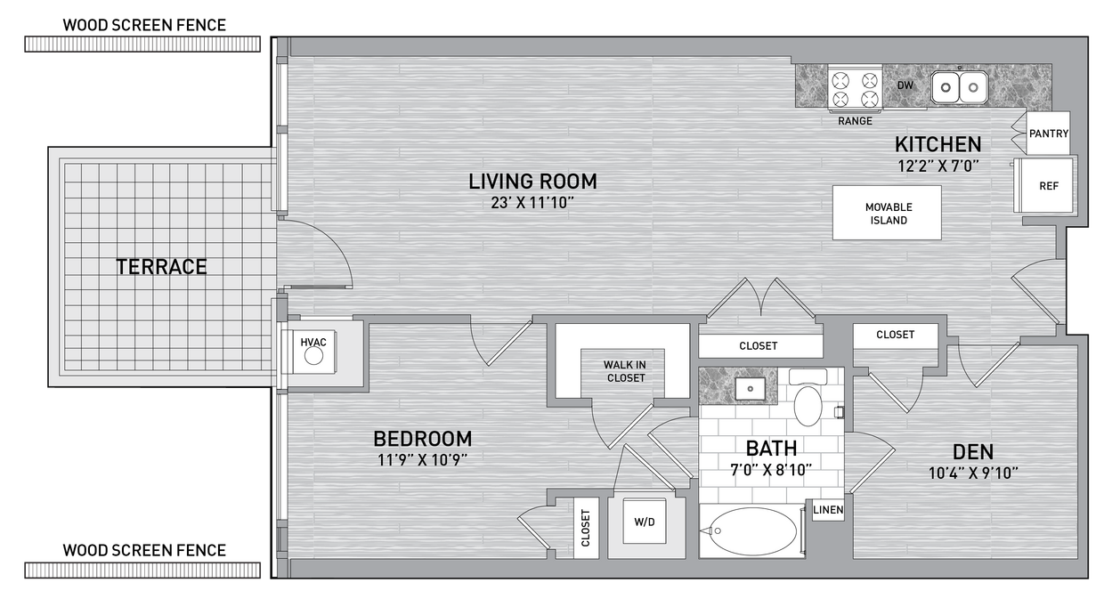 Floor Plan - 09 Stack - 1 Bed 1 Bath Den-A23.1-T