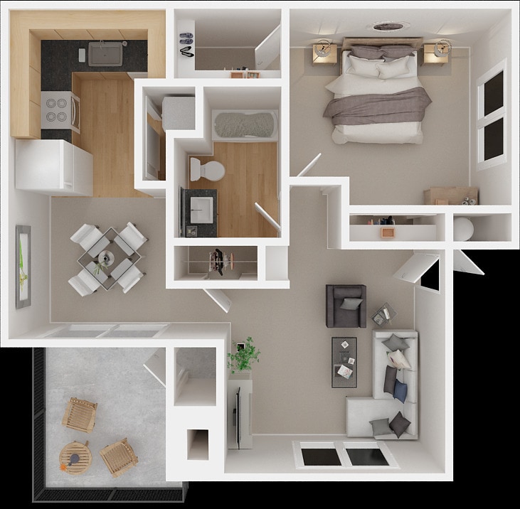 1x1 723 SQ FT COBBLE - 1 Bed 1 Bath