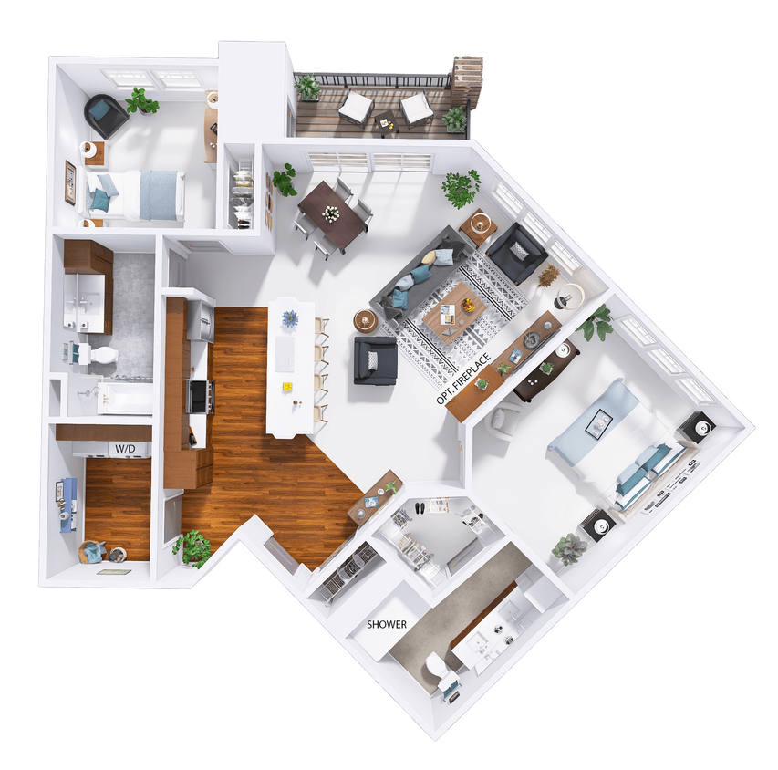 Floor Plan - NorthTown E3 - 2 Bed - 2 Bath