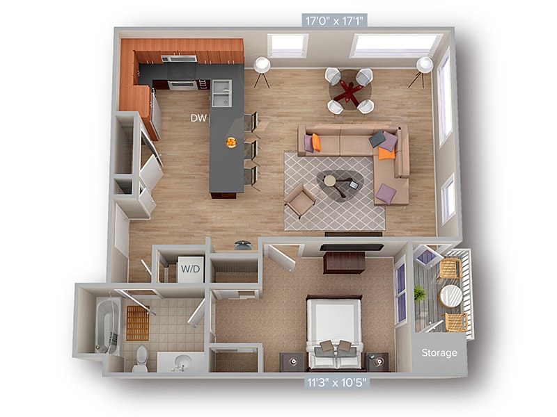 Floor Plan - 1 Bed 1 Bath 826