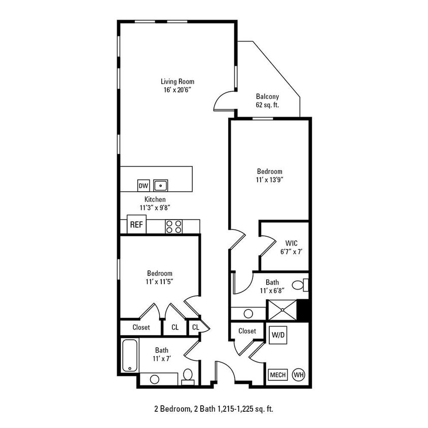 Floor Plan - 2 Bedroom 2 Bath