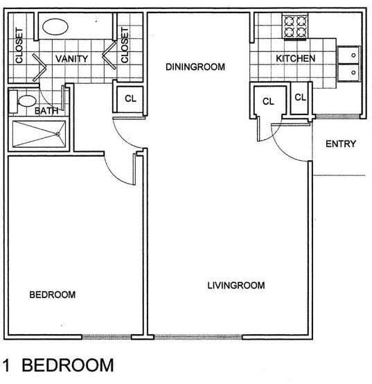 Floor Plan - One Bedroom