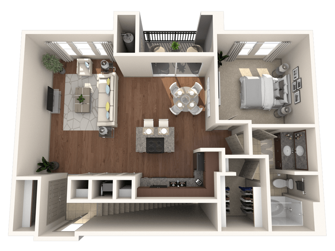 Floor Plan - One Bedroom + Attached Garage (I) 