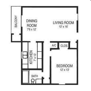 1BR/1BA - 1 Bedroom