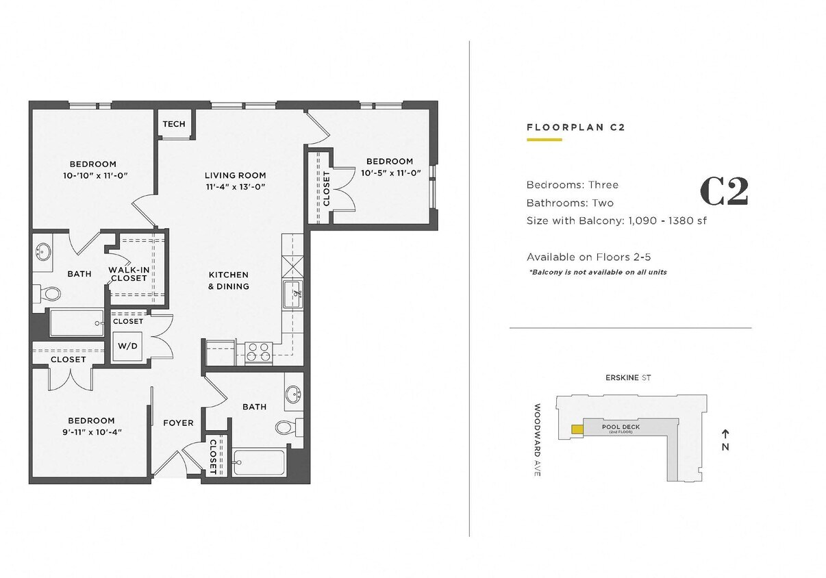 Floor Plan - 3 Bedroom Unit - C2