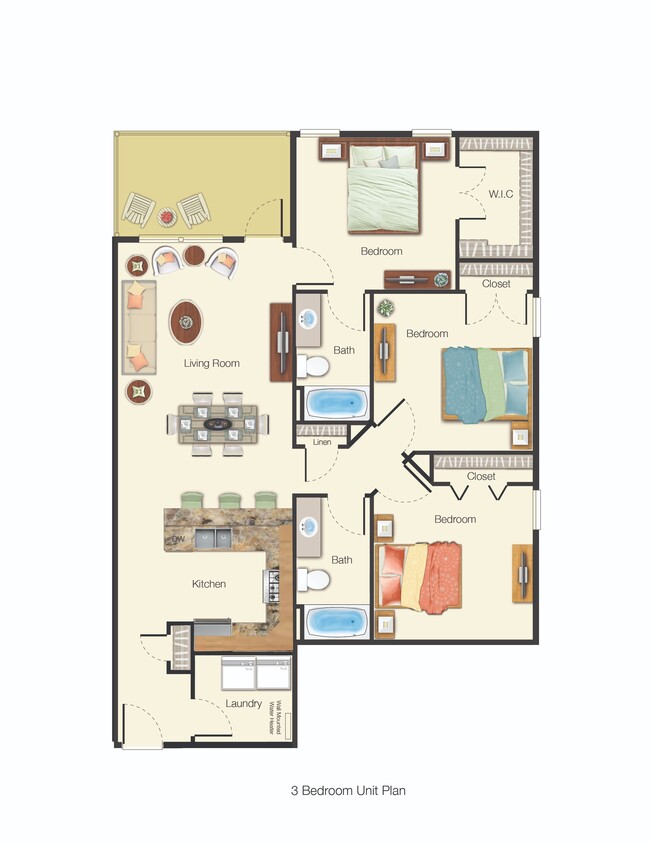 Floor Plan - Three Bedroom Two Bathroom