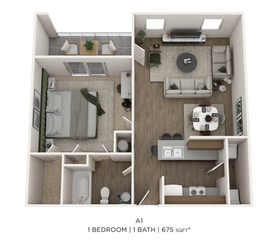 Floor Plan - One Bedroom- Lower w/ Garage