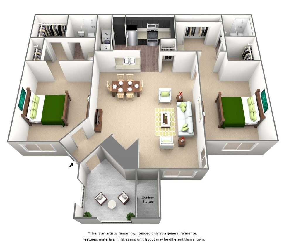 Floor Plan - 2 Bed 2 Bath - B1