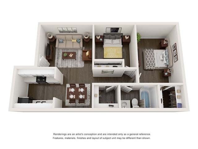 Floor Plan - 2 Bed 1 Bath B1