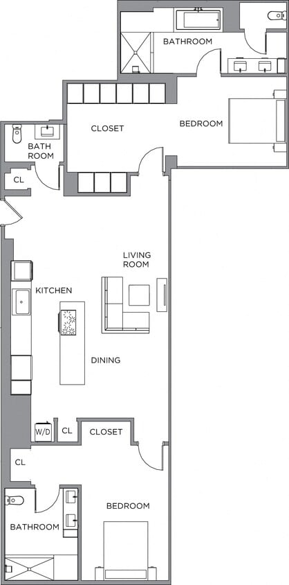 Floor Plan - 2 Bed/2 Bath-1800a