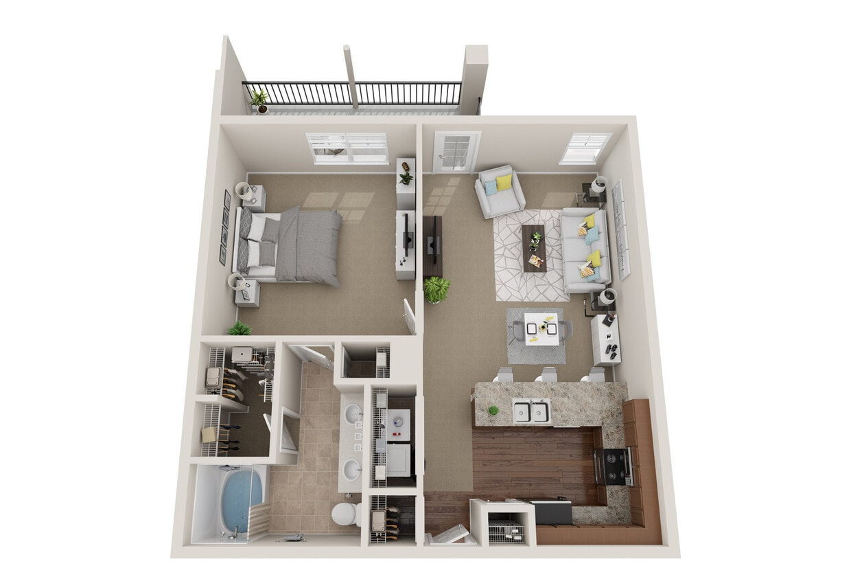 Floor Plan - 1BR 1BA (1044 SF)