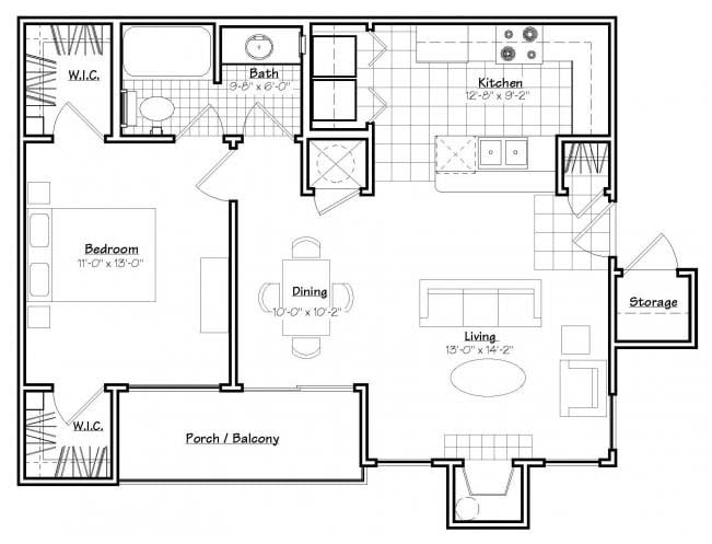 A2 Floorplan.jpg - One-bedroom One Bath