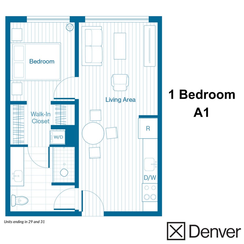 1 Bedroom Layout: A1 - 1 Bedroom - A1 Layout