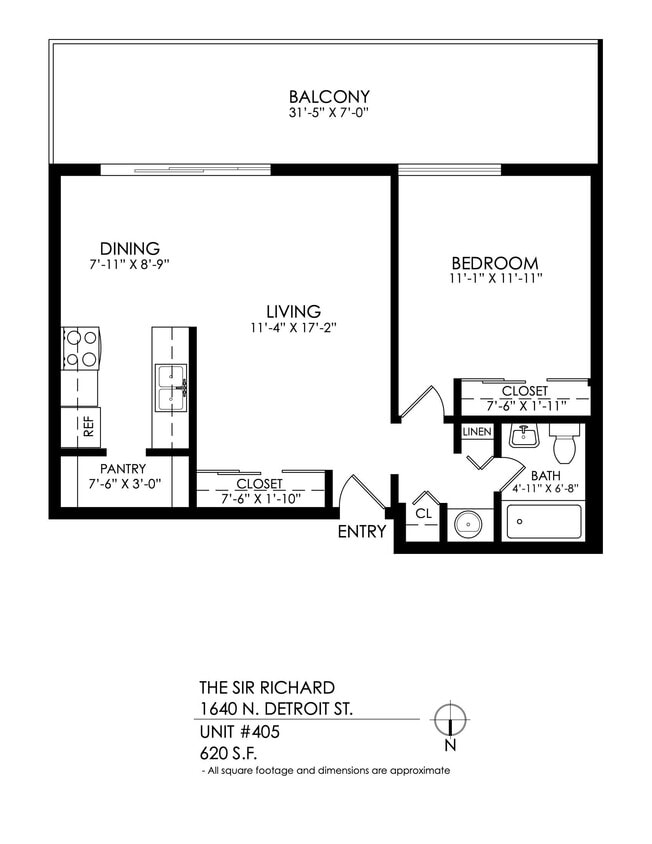 Floor Plan - 1 Bedroom, 1 Bath