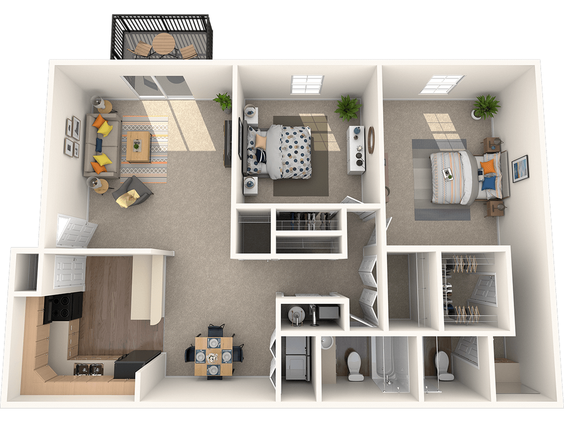 Floor Plan - 2 Bed - 2 Bath