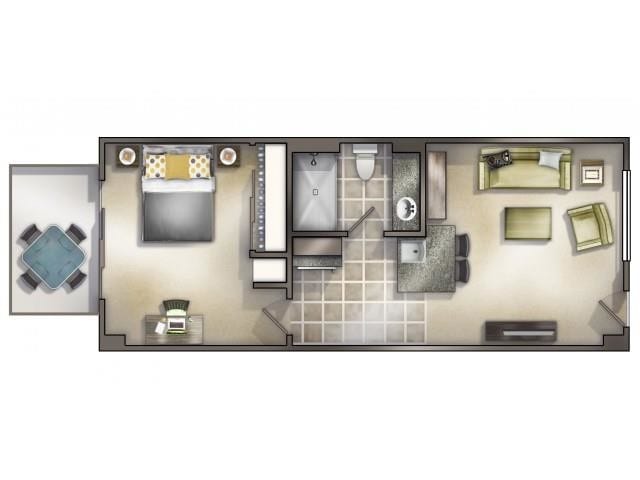Floor Plan - 1-1 - Furnished