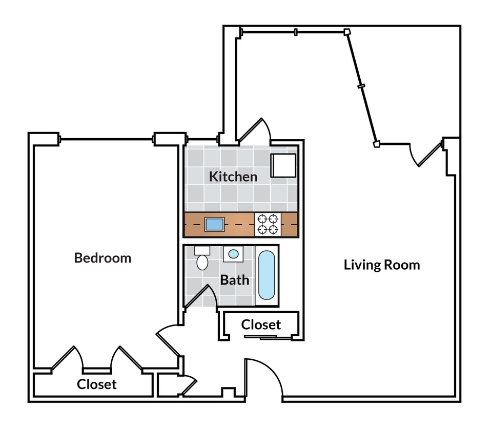Floor Plan - 1 Bedroom with Balcony 37 Tier