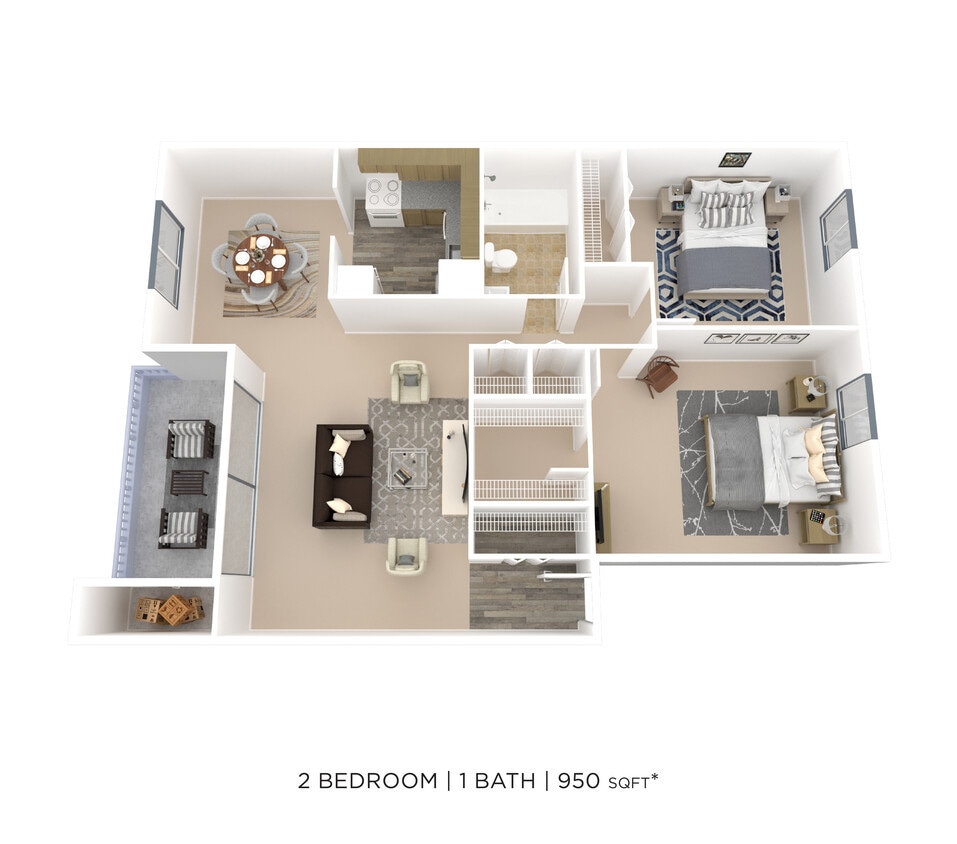 MonarchCrossing_2Bed_1Bath_950sqft - 2b1b Platinum Unit