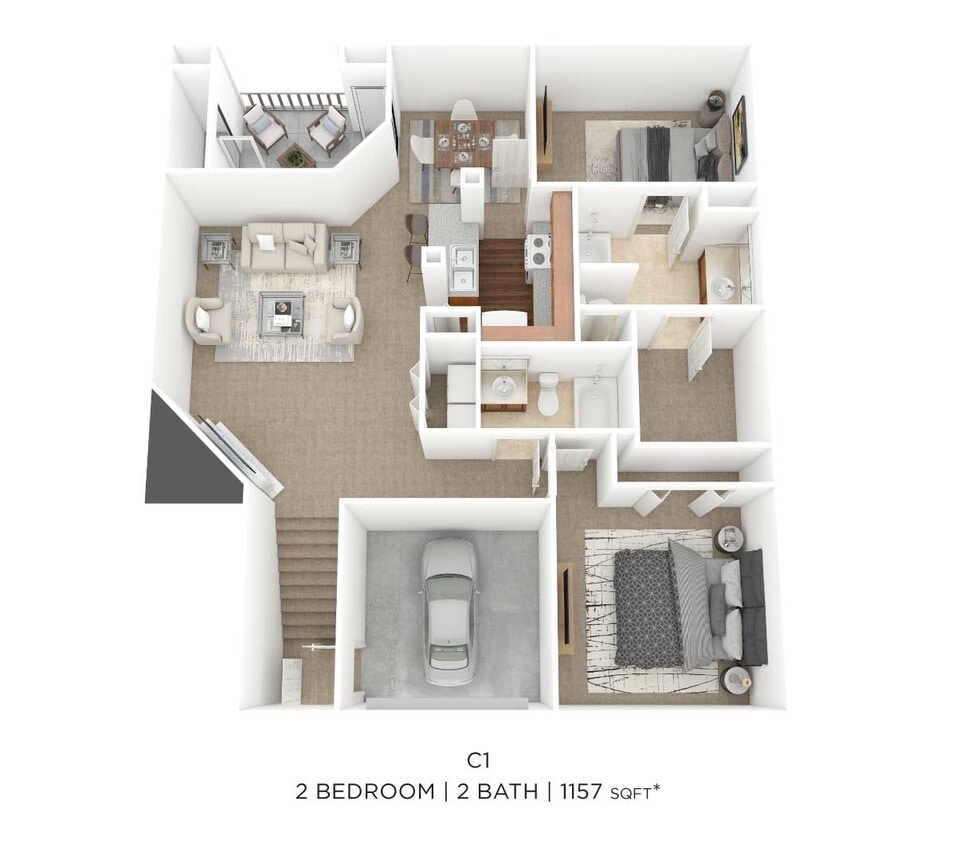 Floor Plan - Two Bedroom 2 Bath