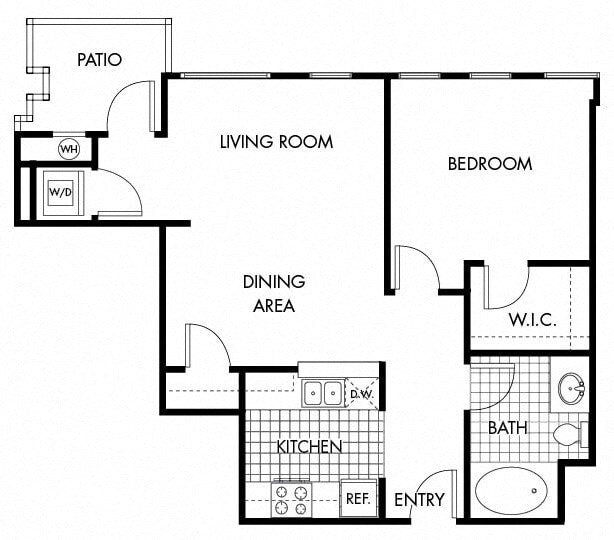 Floor Plan - 1 Bedroom, 1 Bathroom