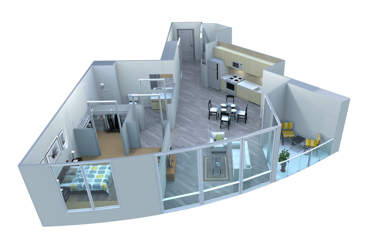 Floor Plan - 1 Bed | 1 Bath — Private Balcony (02)