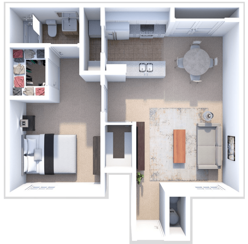 Floor Plan - 1 bed 1 bath