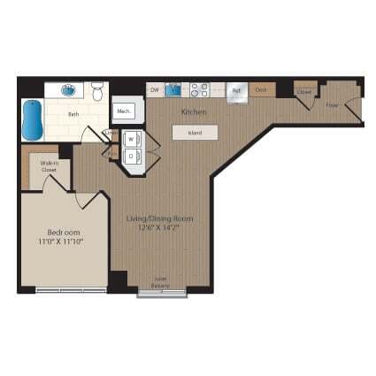Floor Plan - 1 Bed-1 Bath-A1M2