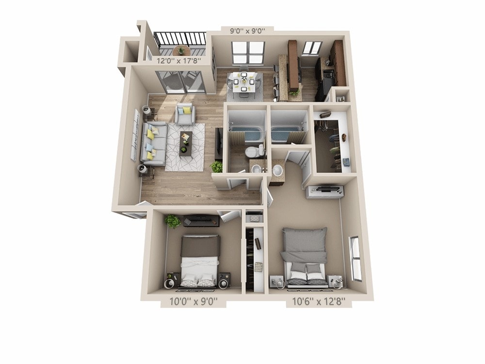 Floor Plan - Two Bedroom B2ACT