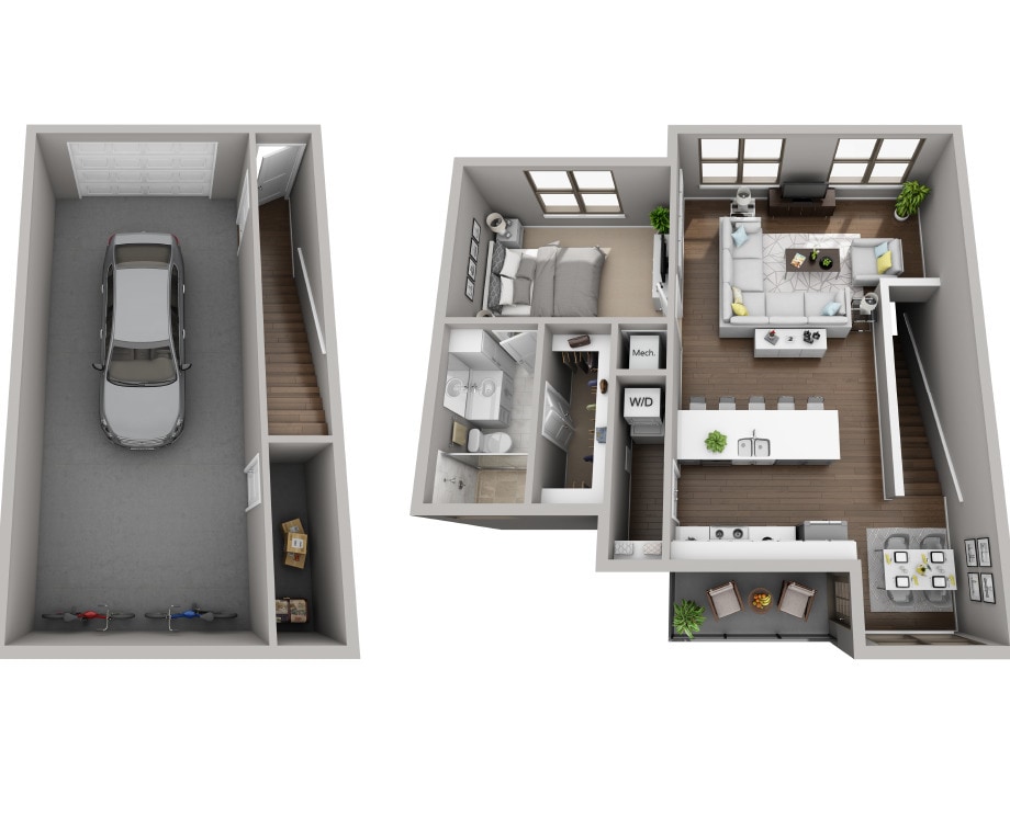 Emerald One Bedroom with Garage - Emerald Townhome