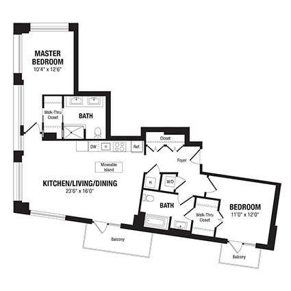 Floor Plan - 2 Bed/2 Bath-B3a