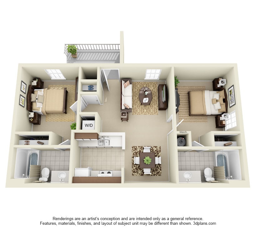 Floor Plan - Two Bedroom Two Bath