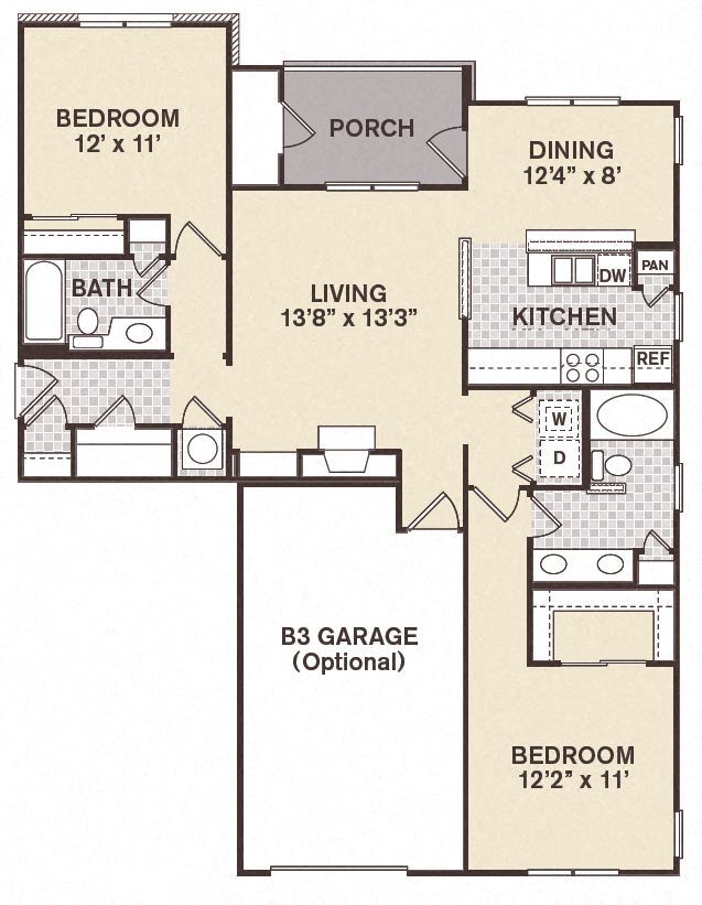 Floor Plan - 2B2B Nobhill - Renovated