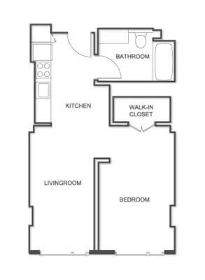 Floor Plan - 1 Bed JR B