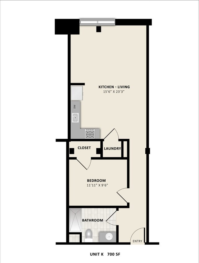 K - K - 1 bed 1 bath