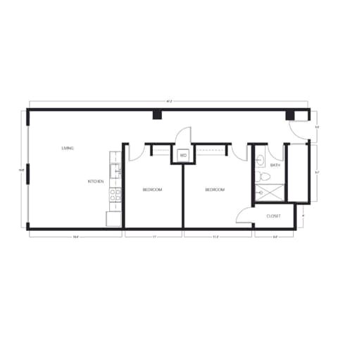 2 Bed | 1 Bath | 755-926 SQ FT - B1-WY