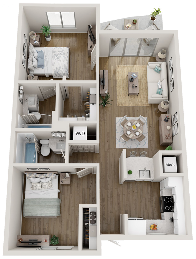 Unit B1 - 2 Bedrooms, 2 Bath - B1